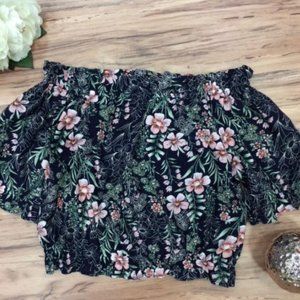 Floral Print Off Shoulder Crop Top Size Medium